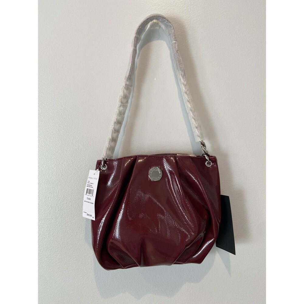 kendall+Kylie maroon Slouch Purse Silver Link Strap & snap closure.